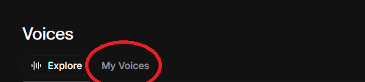 The Voices page with the My Voices tab circled